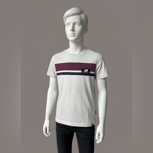 New Balance Boys White and Maroon Short Sleeve Tee